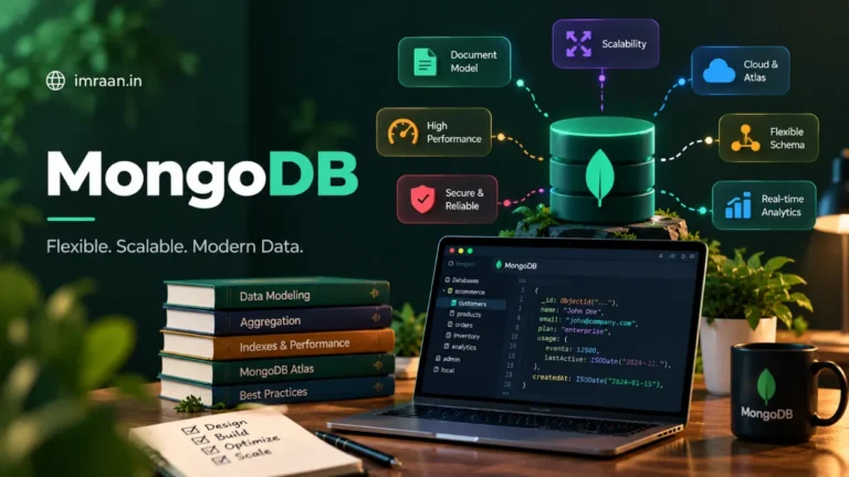 What is MongoDB illustration: document database with flexible schema, collections and JSON data