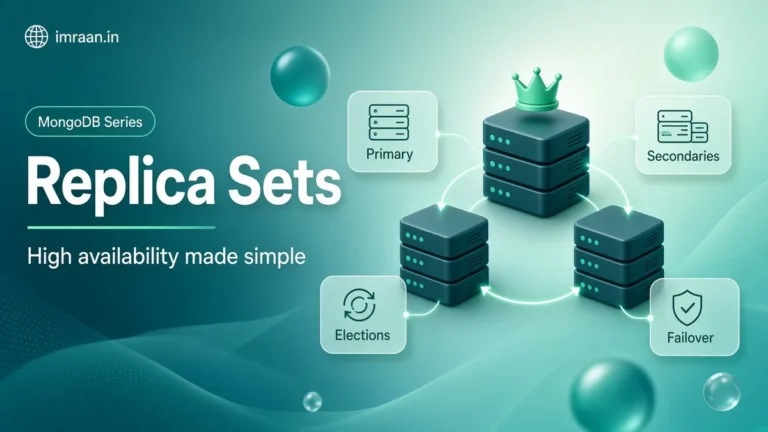 MongoDB replica sets illustration: one primary and two secondaries with elections and failover