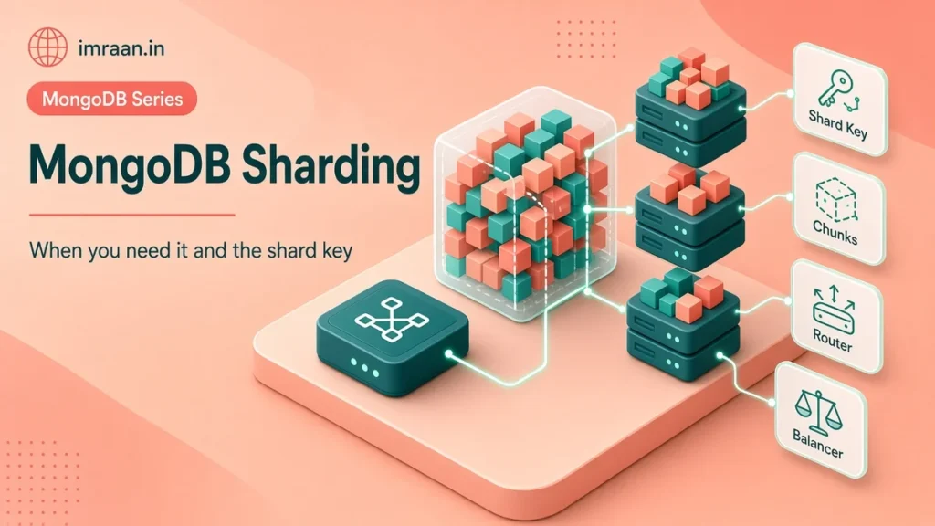 MongoDB sharding illustration: data chunks spread across three shards by a shard key